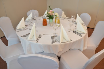A table prepared for dinner