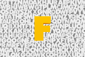 F new style orange color 3d letter and white random letter background - Turuncu 3d harfler arkaplan harf kumesi