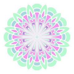 Ethnic floral ornamental mandala. Decorative art-deco design element. Hand drawn color vector illustration