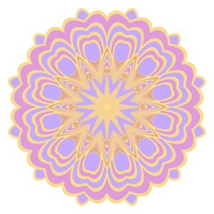 Ethnic floral ornamental mandala. Decorative art-deco design element. Hand drawn color vector illustration