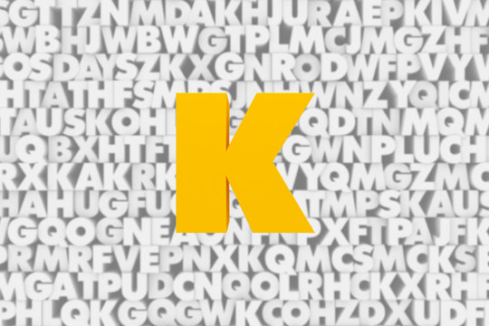 K new style orange color 3d letter and white random letter background - Turuncu 3d harfler arkaplan harf kumesi