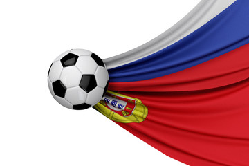 Fototapeta premium Russia and Portugal flag with a soccer ball. 3D Rendering
