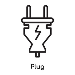 Plug icon vector sign and symbol isolated on white background, Plug logo concept
