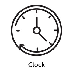 Clock icon vector sign and symbol isolated on white background, Clock logo concept