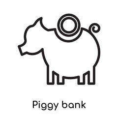 Piggy bank icon vector sign and symbol isolated on white background, Piggy bank logo concept