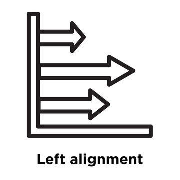 Left alignment icon vector sign and symbol isolated on white background, Left alignment logo concept