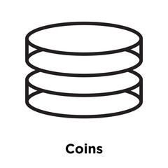 Coins icon vector sign and symbol isolated on white background, Coins logo concept