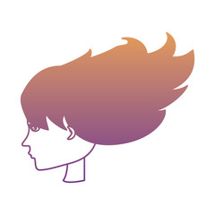 woman profile with long hair over white background, vector illustration