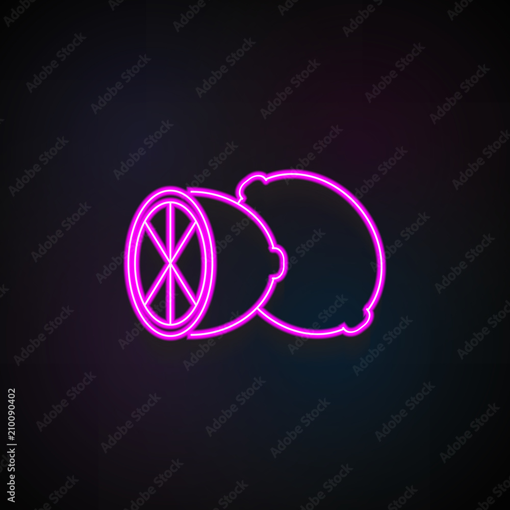 Poster lemon icon. element of fruit icons for mobile concept and web apps. neon lemon icon can be used for 