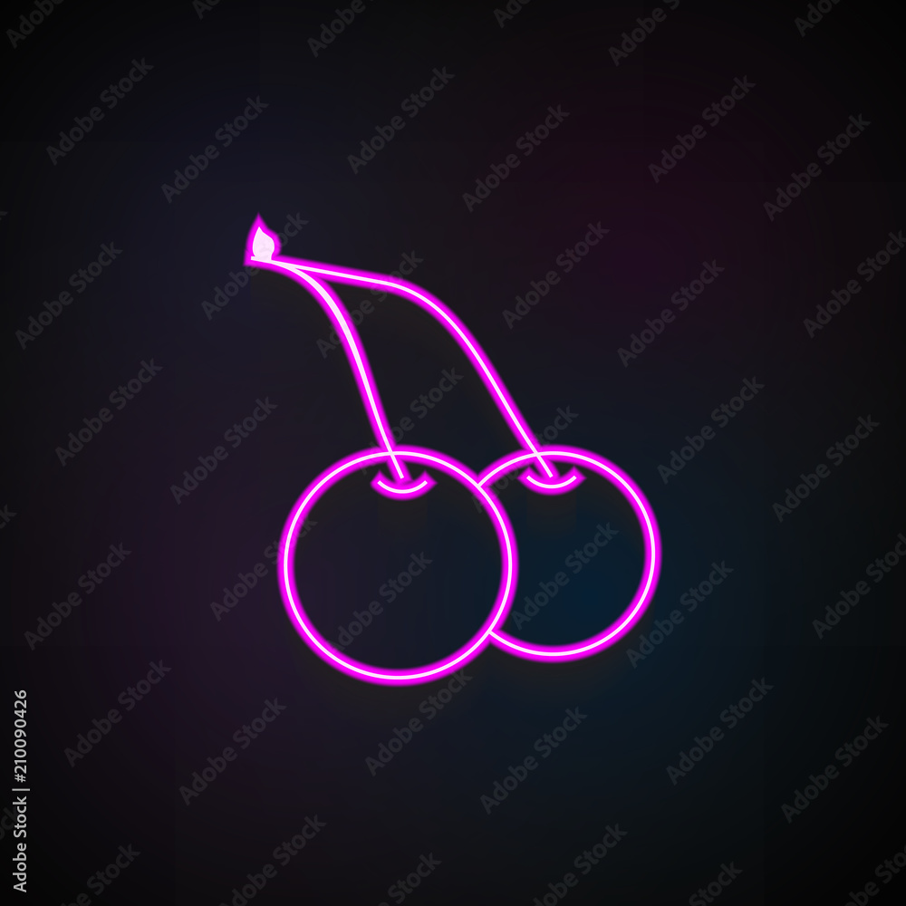 Poster cherry icon. element of fruit icons for mobile concept and web apps. neon cherry icon can be used fo