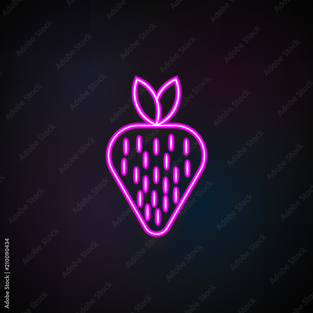 Poster strawberry icon. element of fruit icons for mobile concept and web apps. neon strawberry icon can be