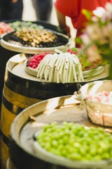 Candy Bar. Delicious sweet buffet with cupcakes and jelly beans