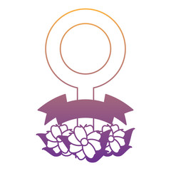 female symbol with beautiful flowers  over white background, colorful design. vector illustration