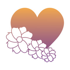 heart with beautiful flowers over white background, colorful design. vector illustration