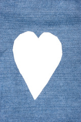 Fototapeta premium Jeans heart frame hole