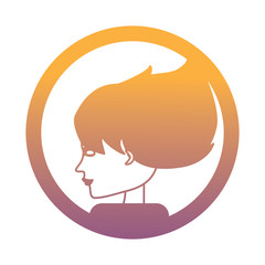 circular frame with avatar woman profile over white background, colorful design. vector illustration