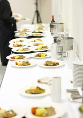Group of dishes ready to be served to diners