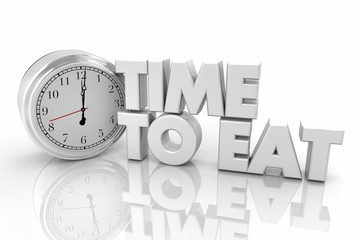 Time to Eat Dinner Lunch Break Clock 3d Render Illustration