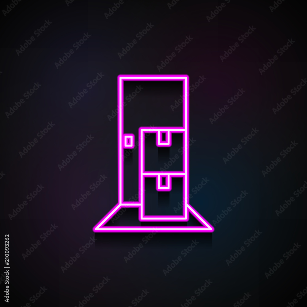 Poster delivery door box icon. element of logistics icons for mobile concept and web apps. neon delivery do