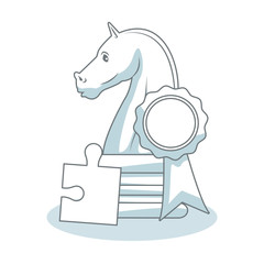 Chess piece with jigsaw and medal vector illustration graphic design