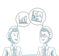 Businessmens talking about business vector illustration graphic design