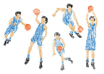 Fototapeta premium クレヨンで描かれたバスケットボール選手