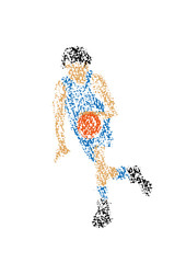 クレヨンで描かれたバスケットボール選手