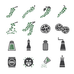 Black pepper icon set