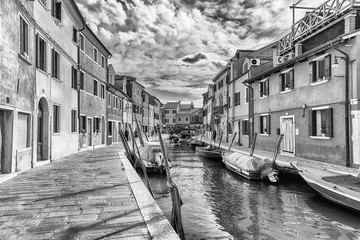 Naklejka premium Picturesque architecture along the canal, island of Burano, Venice, Italy