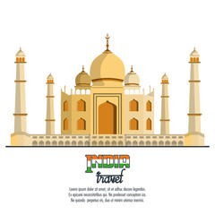 India travel card with taj mahal vector illustration graphic design