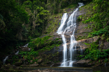 Fototapeta na wymiar Famous Waterfall in Tijuca National Forest, in Rio de Janeiro, Brazil