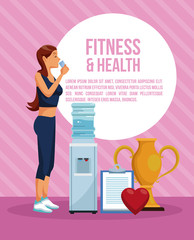 Fitness and health woman infographic vector illustration graphic design