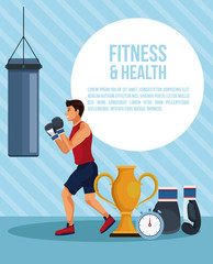 Fitness and health man infographic vector illustration graphic design