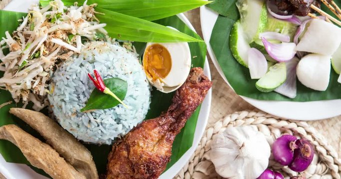 Nasi kerabu or nasi ulam