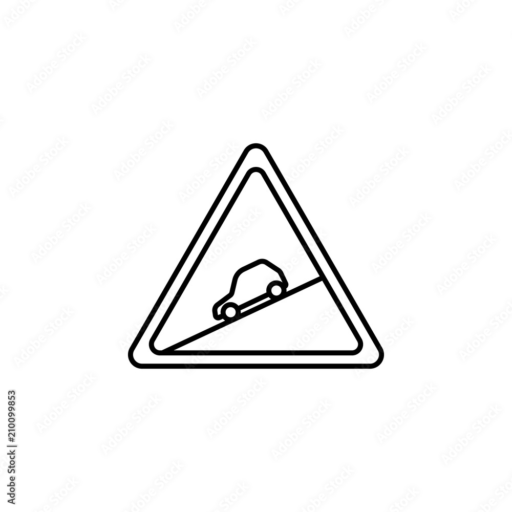 Poster sign of descent icon. element of traffic signs icon for mobile concept and web apps. thin line sign 