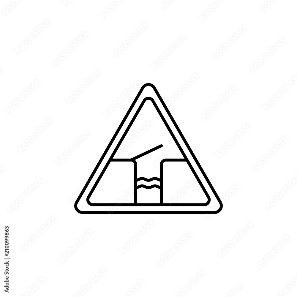 Poster sign the broken bridge icon. element of traffic signs icon for mobile concept and web apps. thin lin