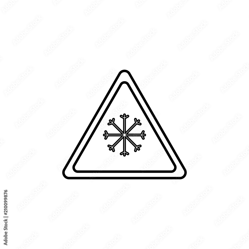 Poster road sign snowflake icon. element of traffic signs icon for mobile concept and web apps. thin line r