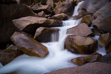 Smooth Flowing Water and Boulders at base of Vernal Falls - Yosemite National Park