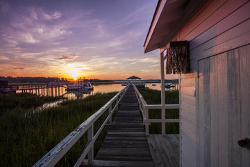 Southeast savannah marsh and docks scene