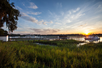 Southeast savannah marsh and docks scene