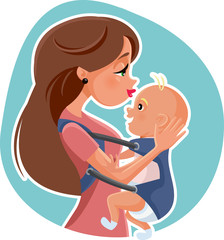 Happy Mother with Baby  Vector Illustration