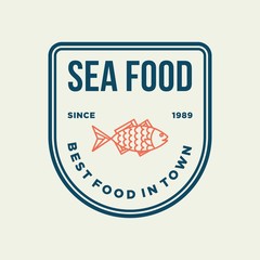 Seafood fish for restaurant line logo design. Vector icon illustration modern simple line logo
