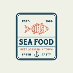 Seafood fish for restaurant line logo design. Vector icon illustration modern simple line logo
