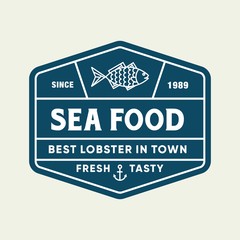 Seafood fish for restaurant line logo design. Vector icon illustration modern simple line logo
