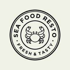 Seafood crab for restaurant line logo design. Vector icon illustration modern simple line logo
