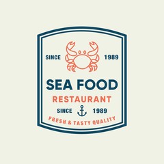 Seafood crab for restaurant line logo design. Vector icon illustration modern simple line logo
