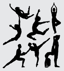 Ballerina and yoga sport silhouette. Good use for symbol, logo, web icon, mascot, or any design you want.