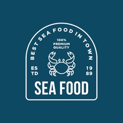 Seafood crab for restaurant line logo design. Vector icon illustration modern simple line logo
