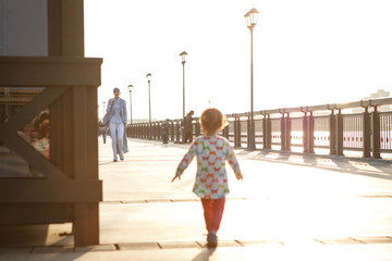 walk along the embankment of Kazan at sunset