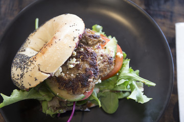Bagle Burger on the plate